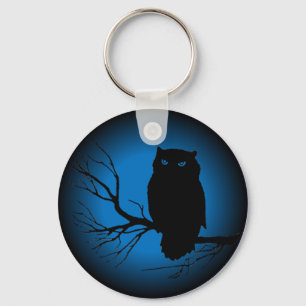 Spooky Owl Blue Moon Key Ring