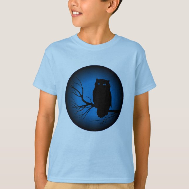 Spooky Owl Blue Moon T-Shirt (Front)