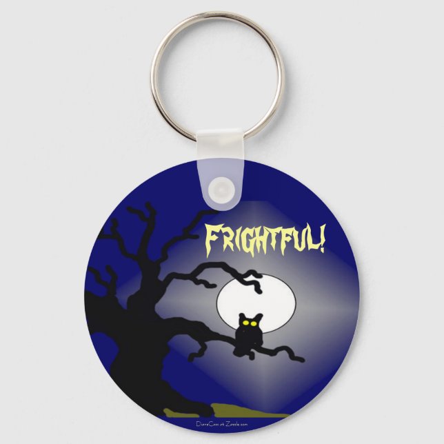 Spooky Owl in Tree Halloween Key Ring (Front)