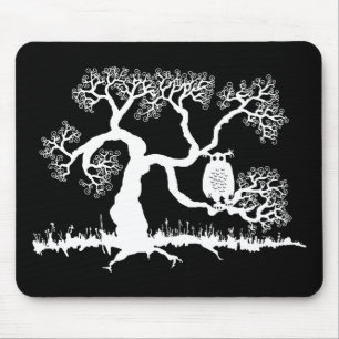 Spooky Owl In Tree Mouse Mat
