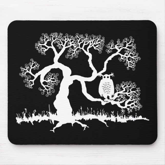 Spooky Owl In Tree Mouse Mat (Front)