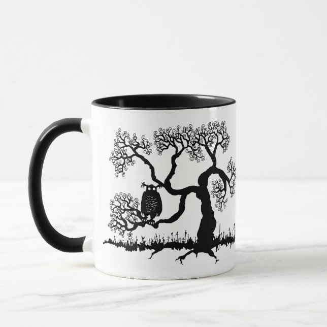 Spooky Owl In Tree Mug (Left)