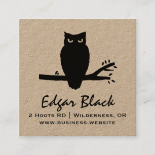 Spooky Owl Silhouette Square Business Card