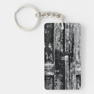 Spooky Padlocked Old Wooded Unpainted Door Photo Key Ring
