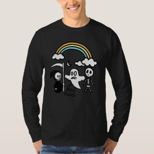 Spooky Pals Ghost Grim Reaper Rainbow Halloween T-Shirt