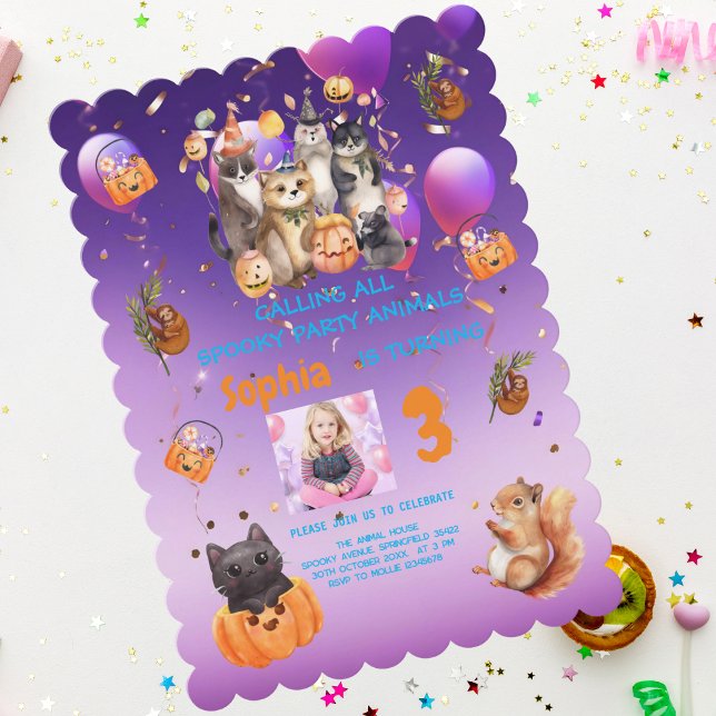 Spooky Party Animals Theme Kids Birthday Invite  (Creator Uploaded)