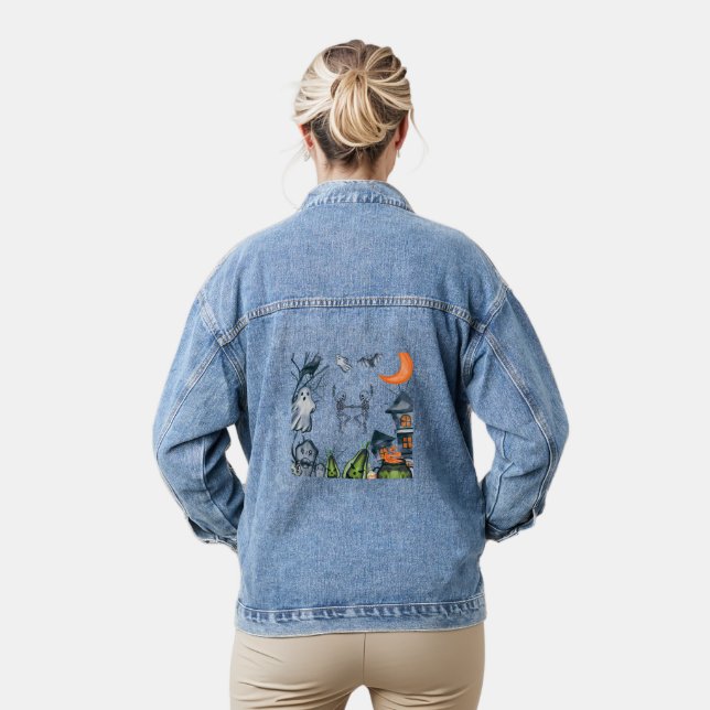 Spooky Party Frame tee shirt Denim Jacket (Model)