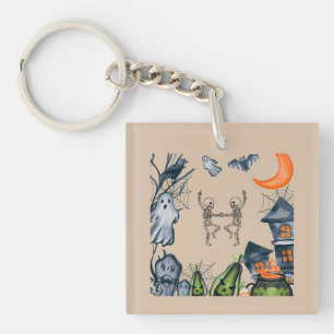Spooky Party Frame tee shirt Key Ring