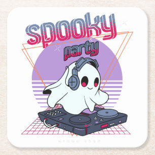 Spooky Party Halloween Square Paper Coaster