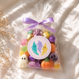 Spooky Pastel Colour Cute Halloween Ghost Classic Round Sticker