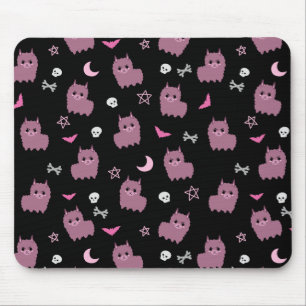Spooky pastel goth llama pattern witch purple mouse mat