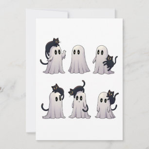  Spooky Pastel Gothic Ghosts Black Cats Halloween  Invitation