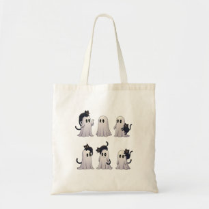 Spooky Pastel Gothic Ghosts Black Cats Halloween Tote Bag