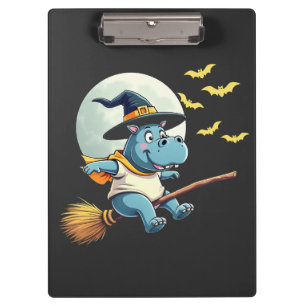 Spooky Pastel Halloween Baby Moo Deng Hippo Clipboard