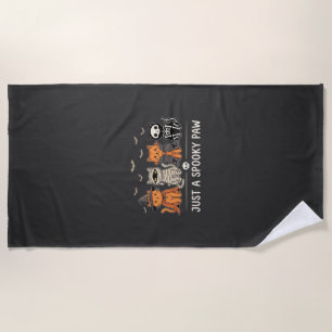 Spooky Paw Halloween Cat Costume Vector Design_1 Beach Towel