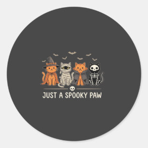 Spooky Paw Halloween Cat Costume Vector Design_1 Classic Round Sticker