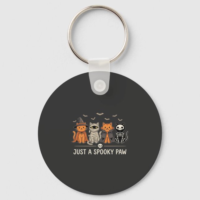 Spooky Paw Halloween Cat Costume Vector Design_1 Key Ring (Front)