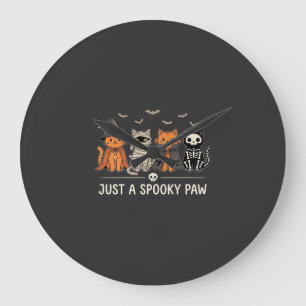 Spooky Paw Halloween Cat Costume Vector Design_1 Large Clock