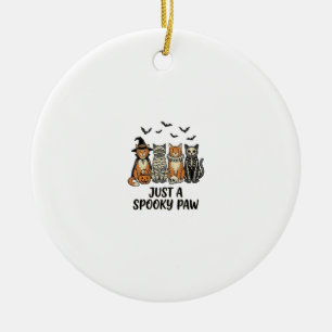 Spooky Paw Halloween Cats Vintage Shirt Design_1 Ceramic Tree Decoration