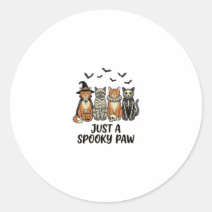 Spooky Paw Halloween Cats Vintage Shirt Design_1 Classic Round Sticker