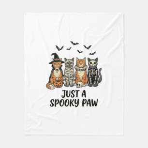 Spooky Paw Halloween Cats Vintage Shirt Design_1 Fleece Blanket
