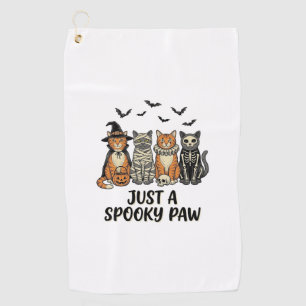 Spooky Paw Halloween Cats Vintage Shirt Design_1 Golf Towel