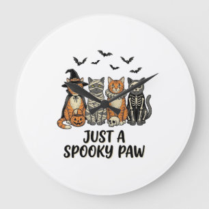 Spooky Paw Halloween Cats Vintage Shirt Design_1 Large Clock