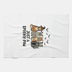Spooky Paw Halloween Cats Vintage Shirt Design_1 Tea Towel
