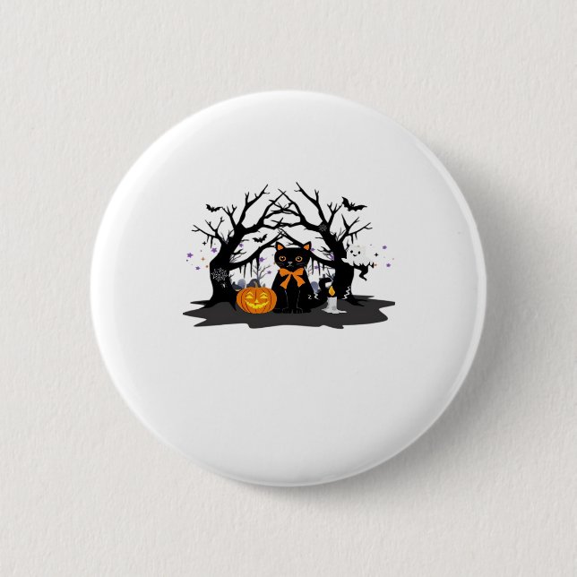 Spooky Paws & Pumpkin Halloween Nights Classic T-S 6 Cm Round Badge (Front)