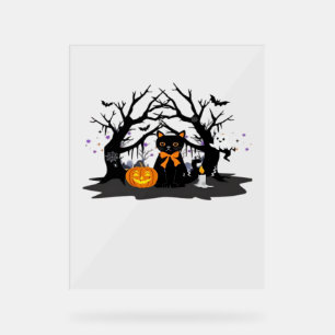Spooky Paws & Pumpkin Halloween Nights Classic T-S Acrylic Sign