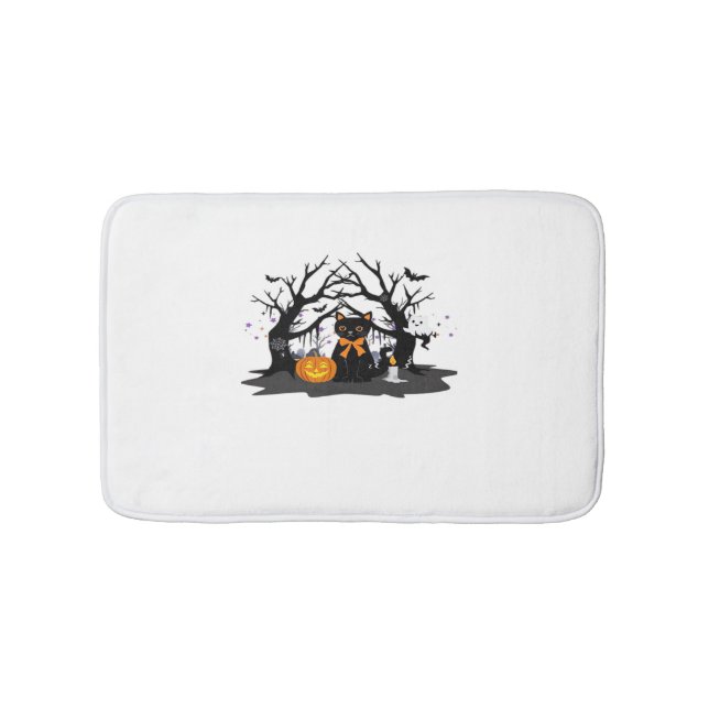 Spooky Paws & Pumpkin Halloween Nights Classic T-S Bath Mat (Front)