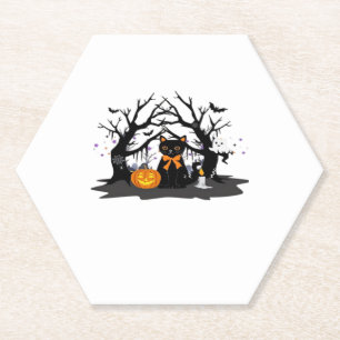 Spooky Paws & Pumpkin Halloween Nights Classic T-S Paper Coaster