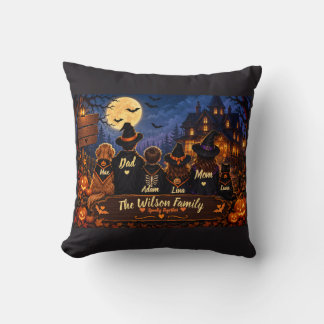 Spooky Personalised Halloween Family Black Cat  Cushion