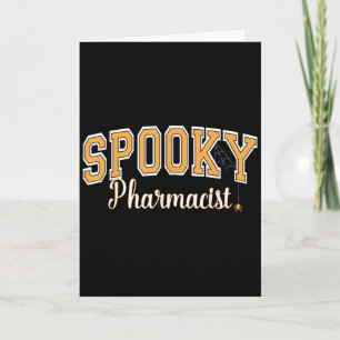 Spooky Pharmacist Halloween Spider Varsity Orange Card