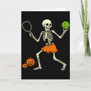 Spooky Pickleball Halloween Skeleton Costume Women Card