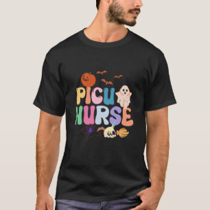 Spooky PICU Nurse Life Ghost Halloween Costume Sca T-Shirt