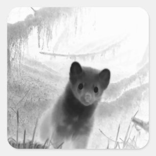 Spooky Pine Marten Wildlife Art Square Sticker