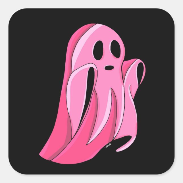 Spooky Pink Ghost Stickers (Front)