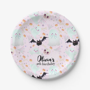 spooky pink paper plate