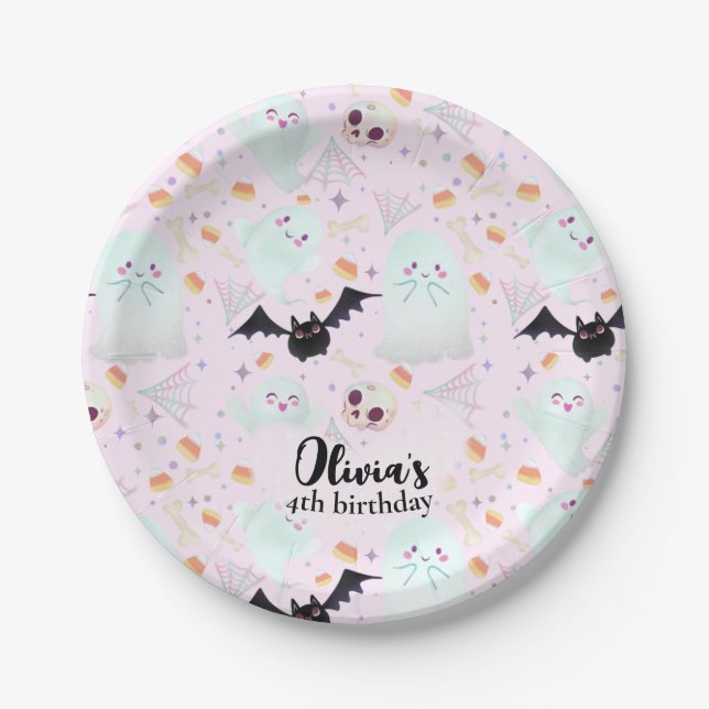 spooky pink paper plate (Front)