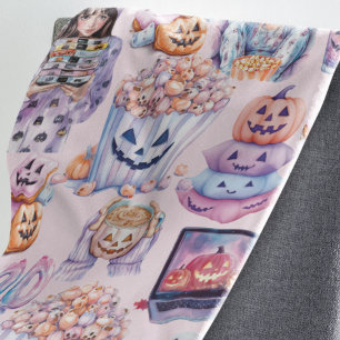 Spooky Pink & Purple Halloween Fun Fleece Blanket