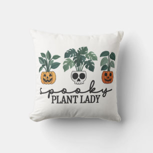 Spooky Plant Lady Halloween Monstera Design Cushion