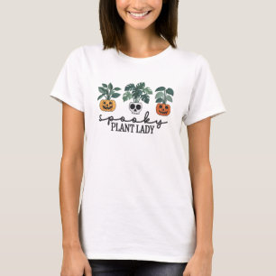 Spooky Plant Lady Halloween Monstera Design T-Shirt
