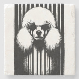 Spooky Poodle With Grunge Aesthetic Stone Coaster