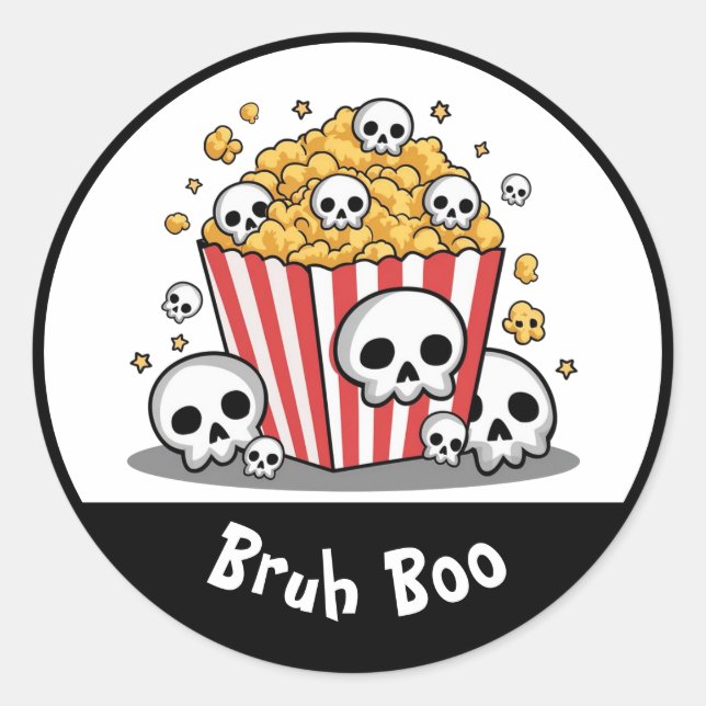 spooky popcorn skulls boo Custom kids Sticker (Front)