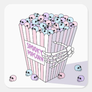 Spooky Popcorn Square Sticker