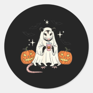 Spooky Possum Ghost Pumpkin Halloween Funny Cute Classic Round Sticker