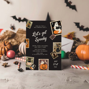 Spooky Postage Stamp Halloween Party Invitation