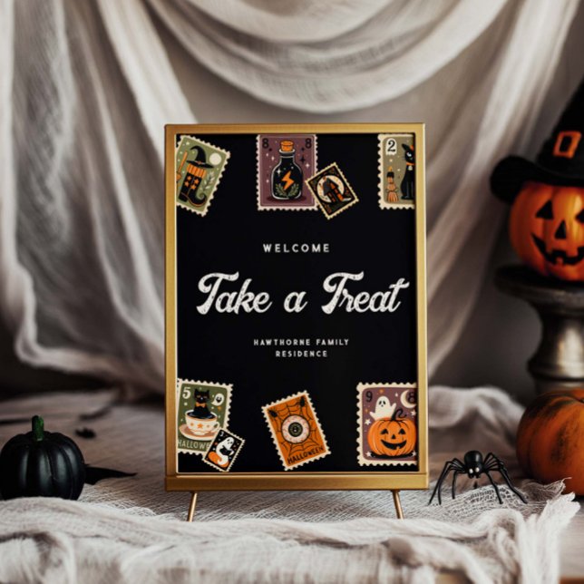 Spooky Postage Stamp Halloween Party Poster (Creator Uploaded)