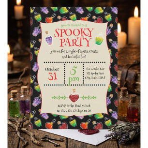 Spooky Potion Bottles Halloween Party Invitation